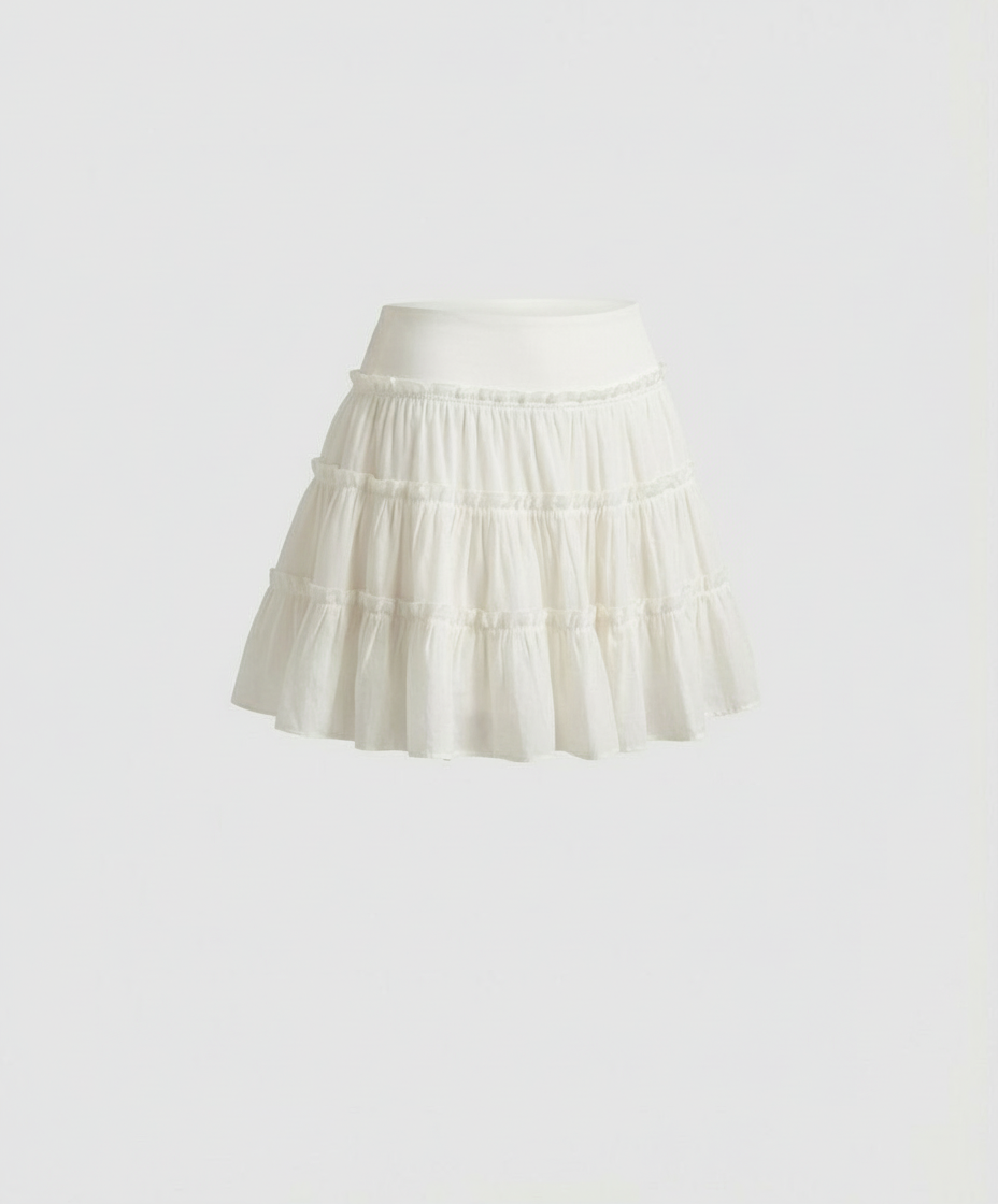 Damen High Waist Faltenrock A-Linie Ballett Stil Kuchenrock