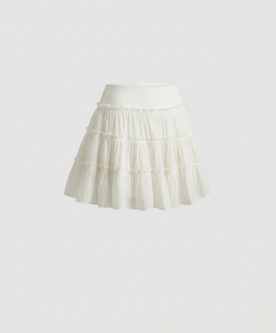 Damen High Waist Faltenrock A-Linie Ballett Stil Kuchenrock