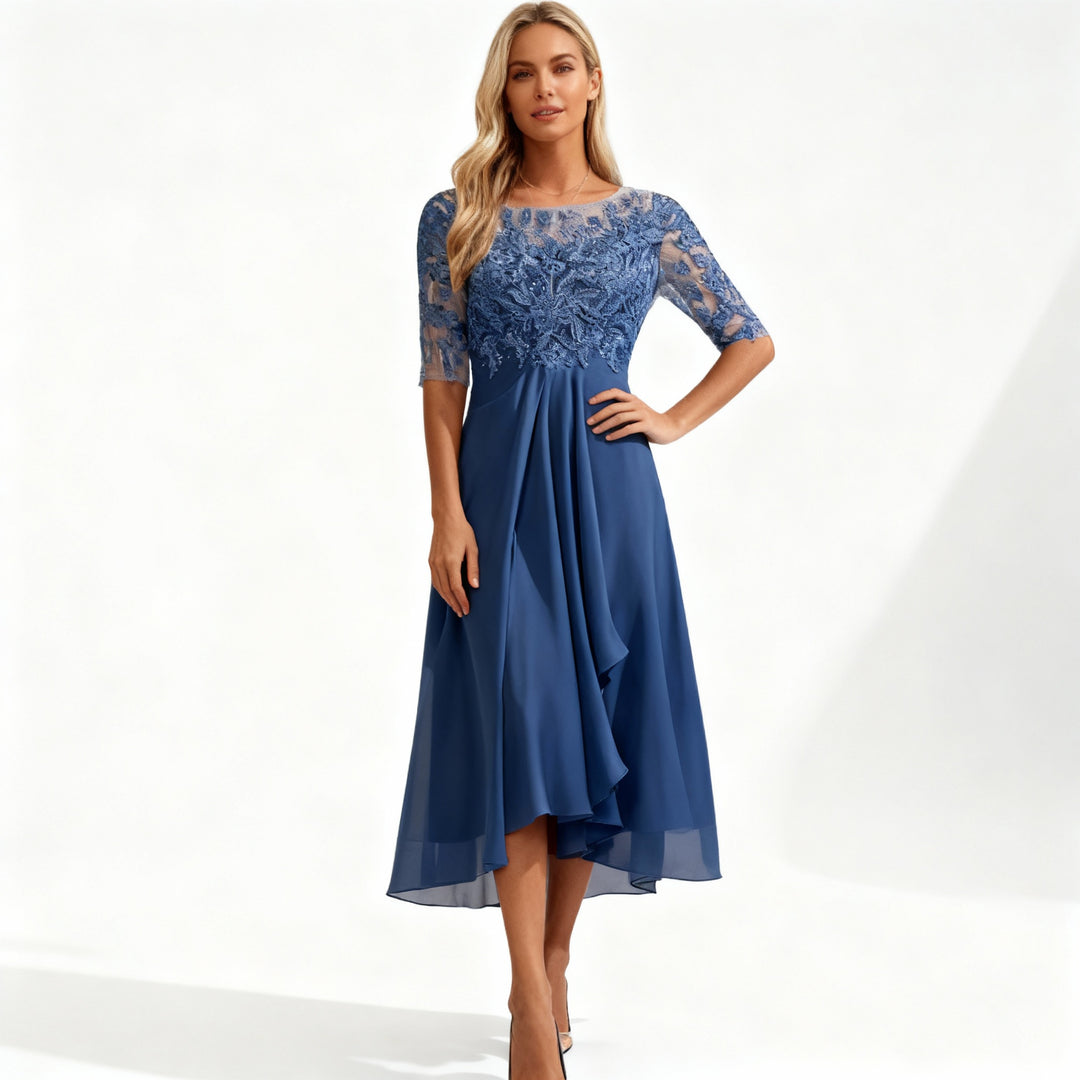 Damen Feminin Fallendes Chiffon Midikleid mit Fließendem Schnitt | R&B