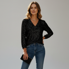Elegantes V-Ausschnitt Glitzertop