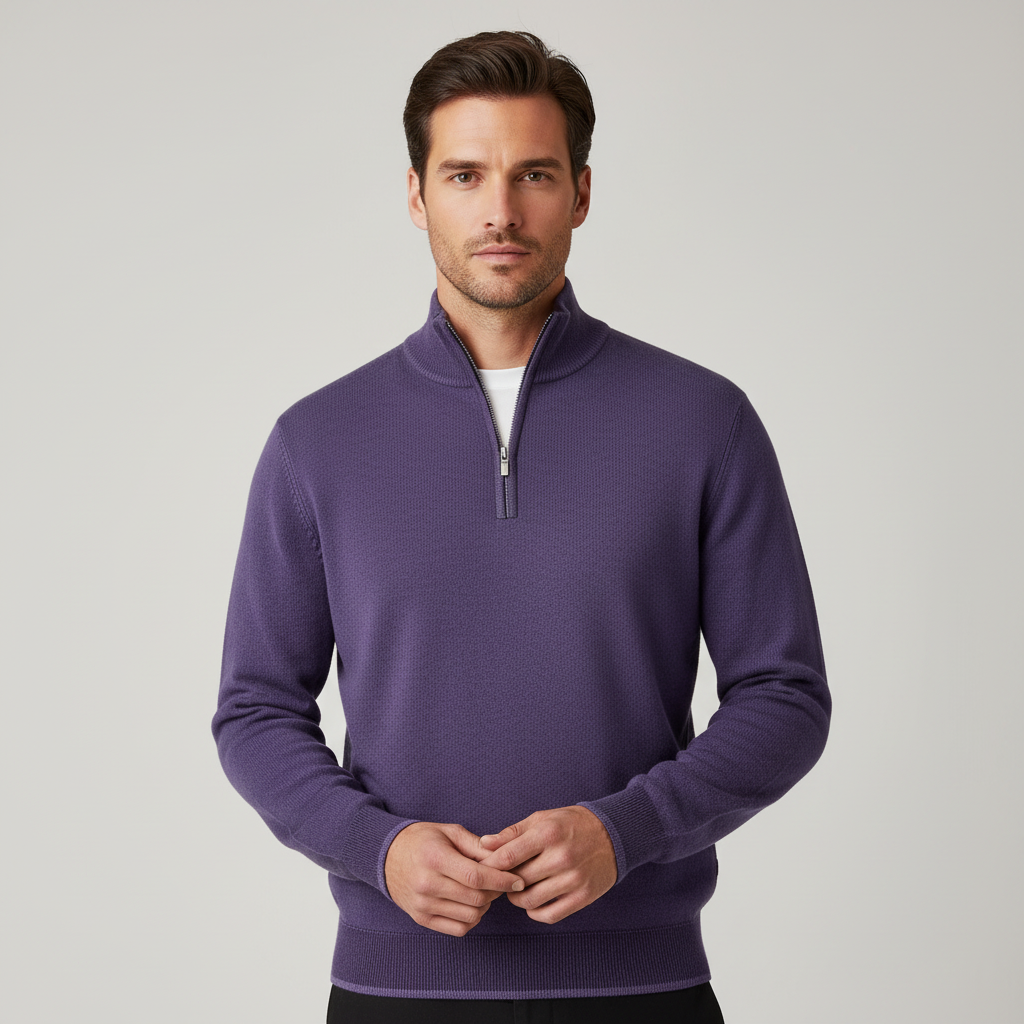 Eleganter Merino Komfort Pullover Damen Reißverschluss Moderne Strickware | R&B