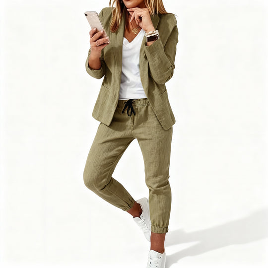 Damen Blazer Set – Blazer mit Hose, Jogger Anzug Damen