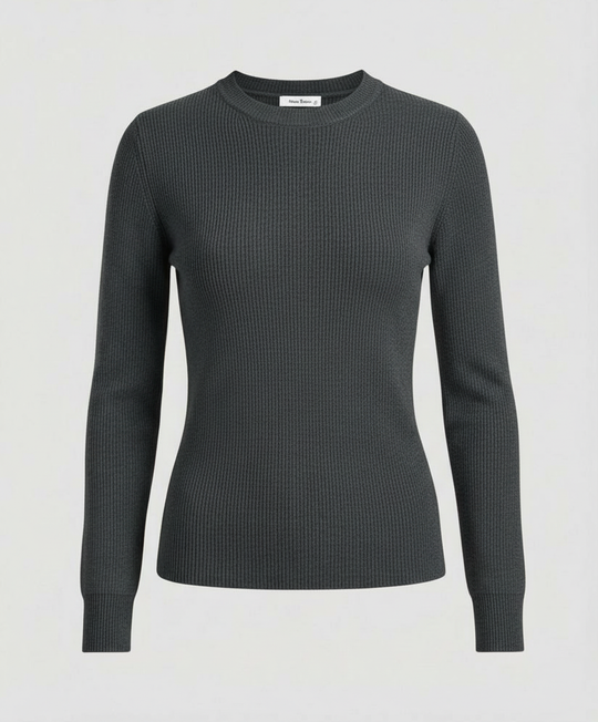 Damen Strickpullover Langarm Rundhals Casual Herbst Oberteil Einfarbig