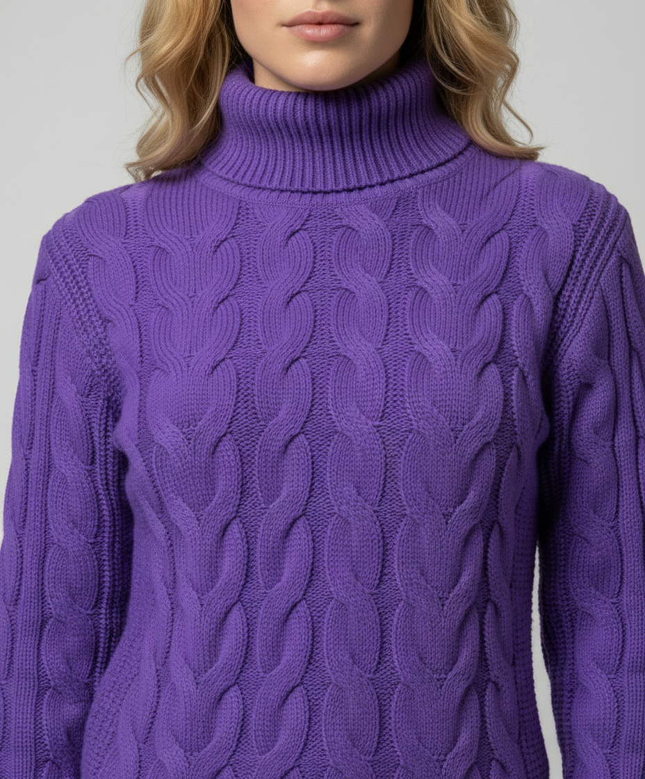 Zopfmuster Rollkragenpullover Damen | R&B