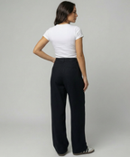 Schwarze High-Waist Straight Jeans Damen Übergröße Locker Bequem