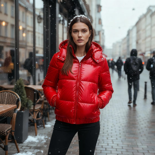 Glänzende Wasserabweisende Warme Damen Winterjacke