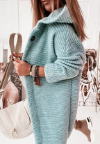 R&B | Langärmlige Strickjacke Mit Kapuze Und Knopfleiste