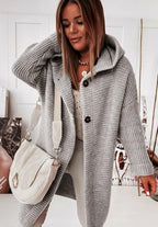 R&B | Langärmlige Strickjacke Mit Kapuze Und Knopfleiste
