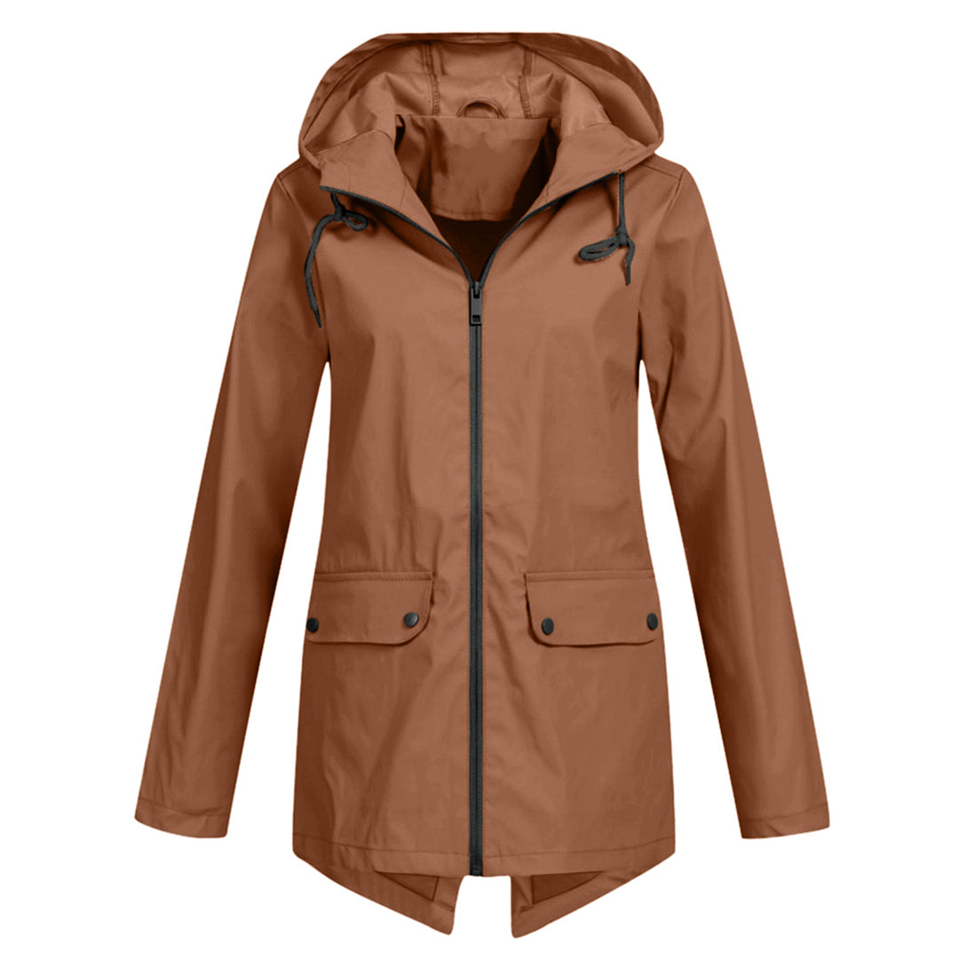 R&B | Eleganter Langer Regenmantel mit Kapuze für Damen