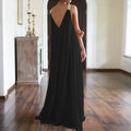 Chloë | Damen Maxikleid im Boho-Stil mit V-Ausschnitt, ärmellos, Sommer, einfarbig, lockere Passform