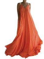 Chloë | Damen Maxikleid im Boho-Stil mit V-Ausschnitt, ärmellos, Sommer, einfarbig, lockere Passform