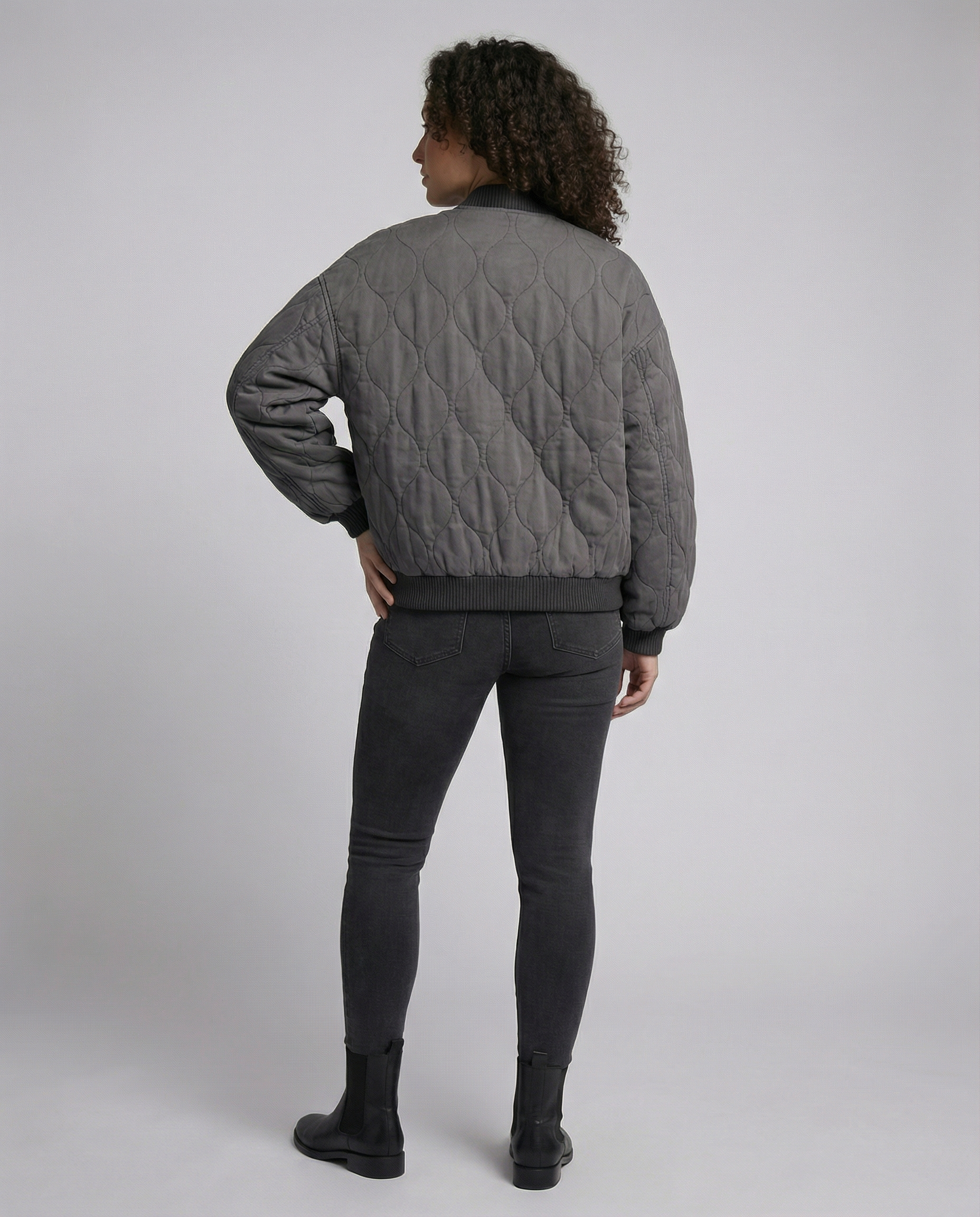R&B | Damen Oversized Graue Bomberjacke