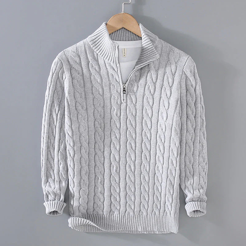 R&B | Strickpullover mit Half-zip Baumwolle Klassisch, Warm