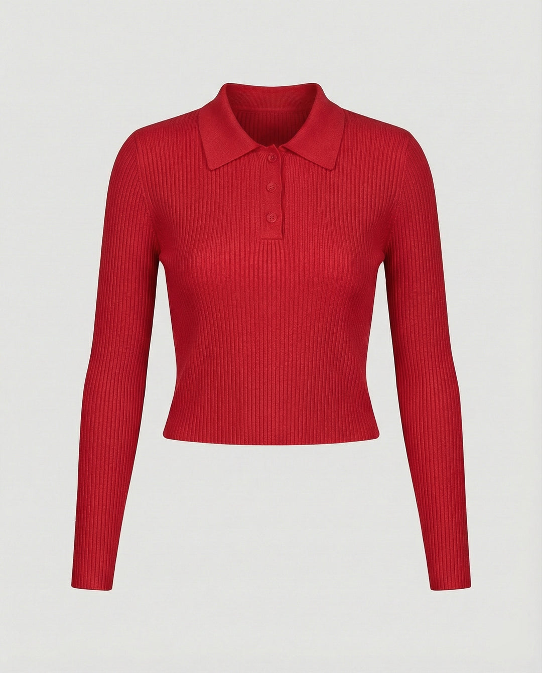 Figurbetonter Damen Langarm Strickpullover mit Polokragen im schicken Korea-Stil