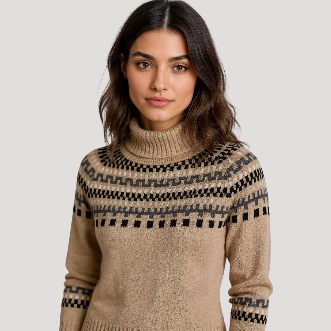 R&B | Strickpullover mit Rollkragen und Wintermuster Warm und Stilvoll für Kalte Tage