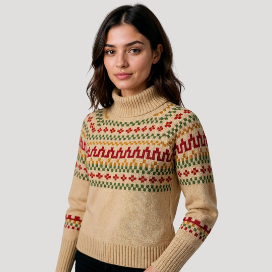 R&B | Strickpullover mit Rollkragen und Wintermuster Warm und Stilvoll für Kalte Tage
