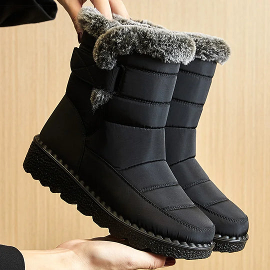 R&B | Damen wasserdichte Winterstiefel mit Fellfutter, knöchelhoch