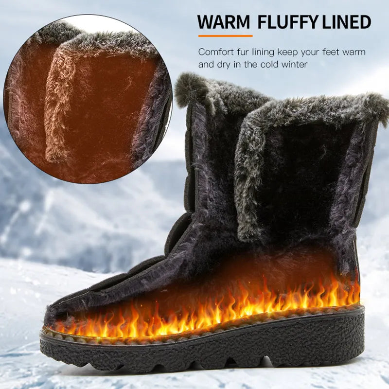 R&B | Damen wasserdichte Winterstiefel mit Fellfutter, knöchelhoch