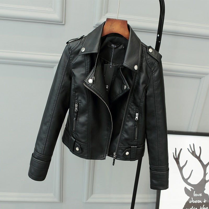 slim-fit kurze Motorradjacke aus PU