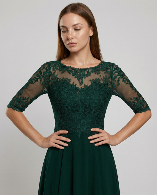 Festliches Maxikleid mit Spitzenbesatz für Damen | R&B