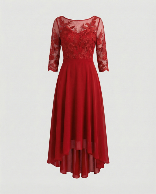 Festliches Maxikleid mit Spitzenbesatz für Damen | R&B