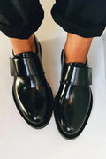 Formelle Slipper - Glänzende schwarze flache Damenschuhe R&B