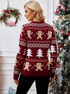 R&B | Weihnachtliches Strick-Cardigan Damen gestrickt mit Weihnachtsdesign