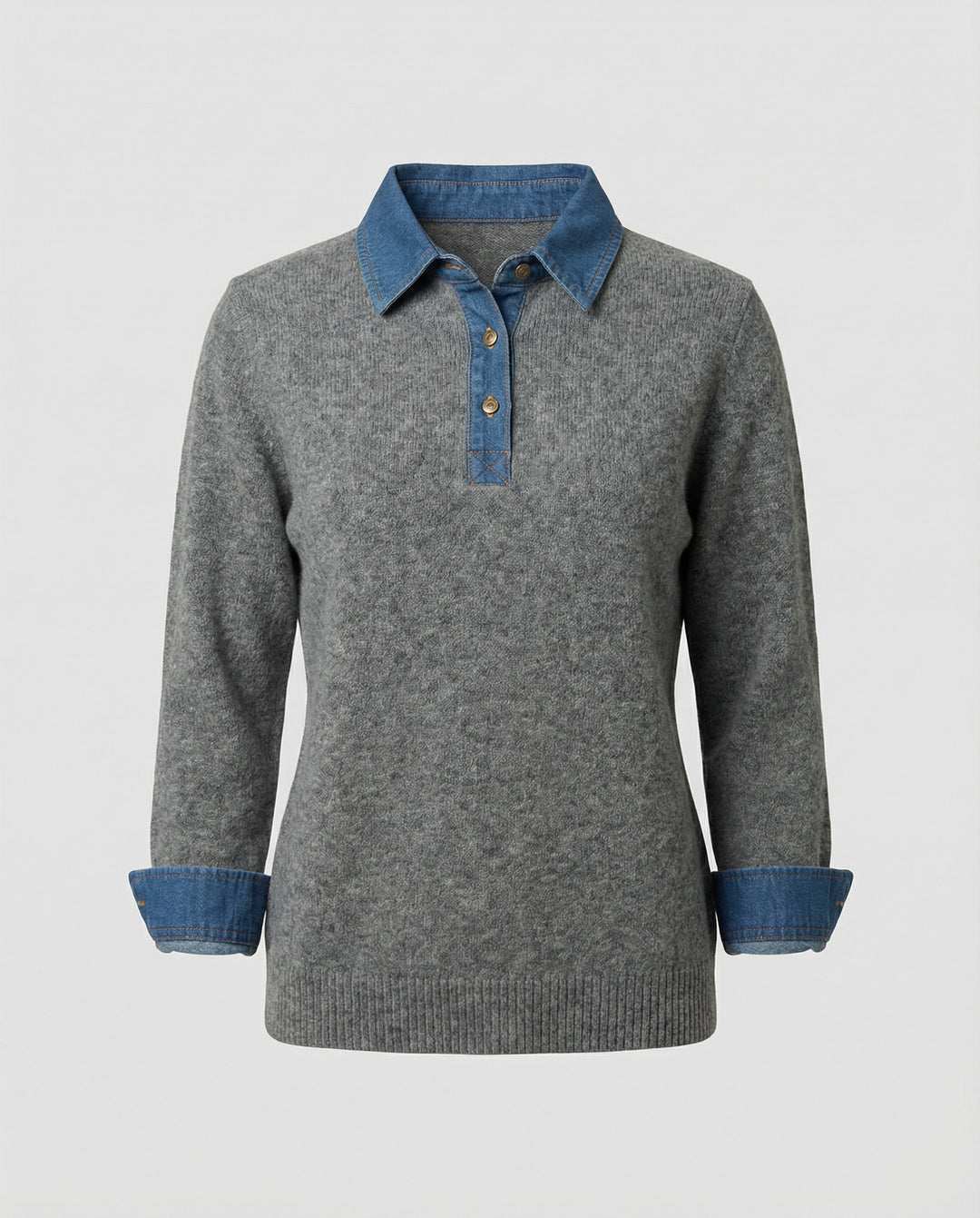 Französisches Denim Patchwork Oberteil für Damen im schicken Lagen-Look