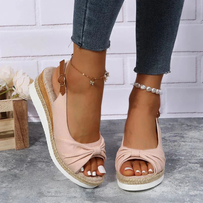 R&B sommer-espadrille-sandalen mit schnallenverschluss und knotendetail