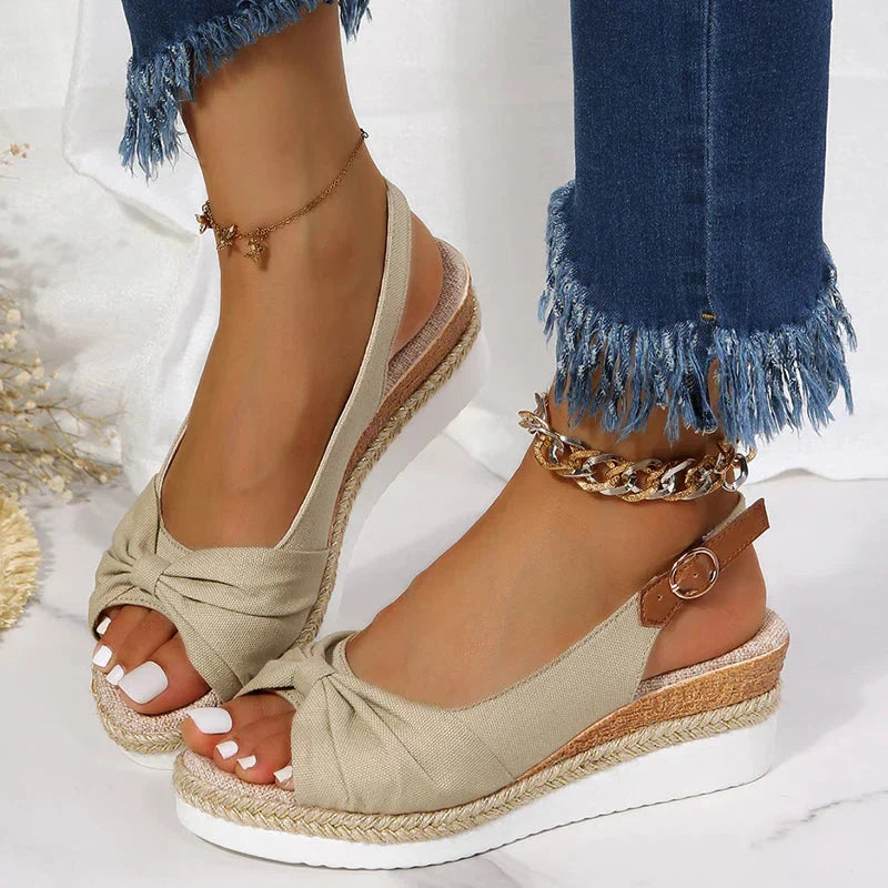R&B sommer-espadrille-sandalen mit schnallenverschluss und knotendetail