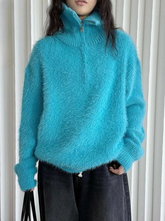 R&B | Flauschiger Pullover mit Reißverschluss