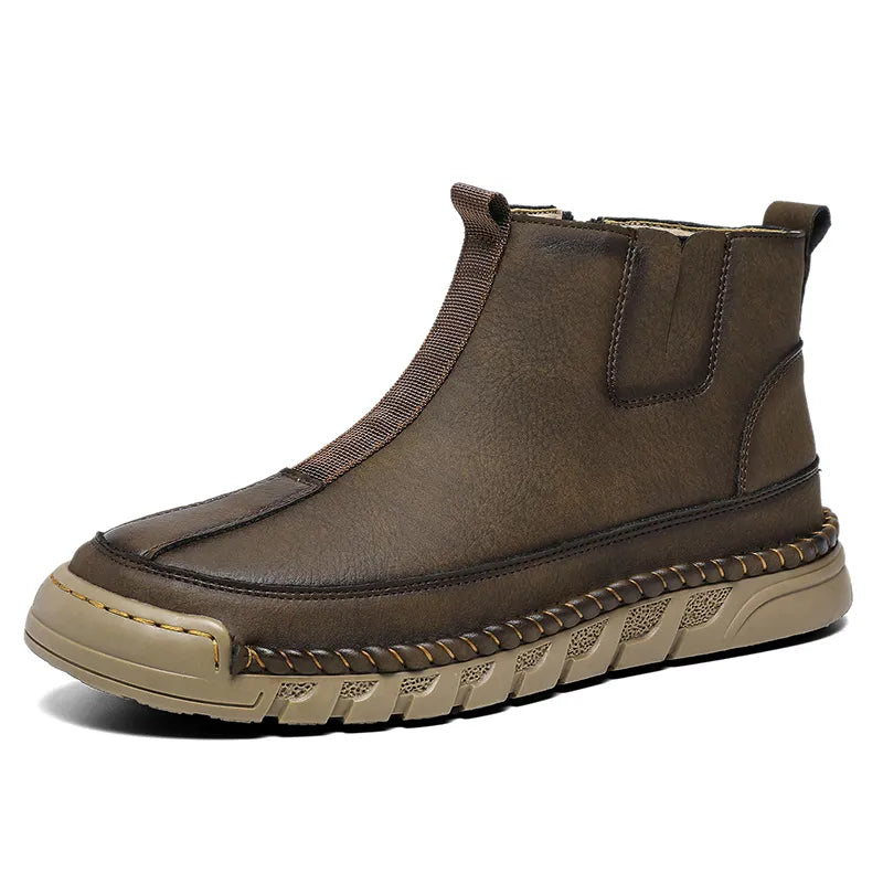R&B | Damen Casual Handgenähte Rutschfeste Warme Seitenreißverschluss Slipper Stiefel