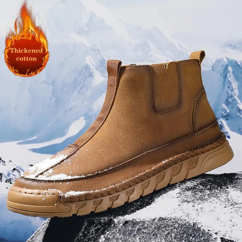 R&B | Damen Casual Handgenähte Rutschfeste Warme Seitenreißverschluss Slipper Stiefel
