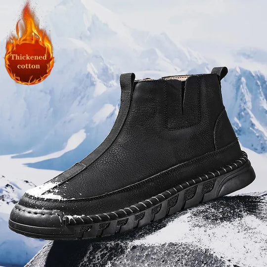 R&B | Damen Casual Handgenähte Rutschfeste Warme Seitenreißverschluss Slipper Stiefel