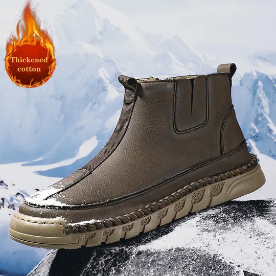 R&B | Damen Casual Handgenähte Rutschfeste Warme Seitenreißverschluss Slipper Stiefel