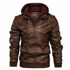 R&B | Stilvolles Lederjacke mit Kapuze