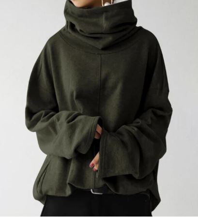 R&B | Damen Langarm-Turtleneck-Sweatshirt mit Taschen