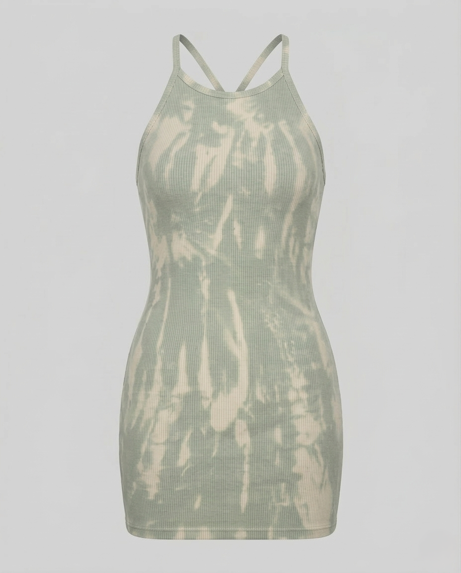 Damen Rippstrick-Minikleid Spaghettiträger