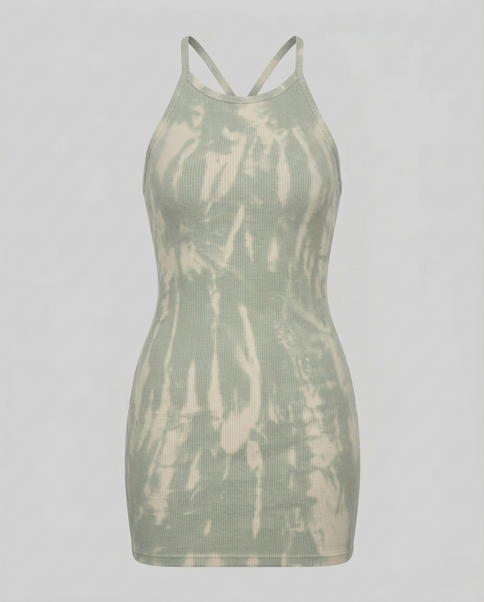 Damen Rippstrick-Minikleid Spaghettiträger