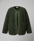 R&B | Damen Warme Winterjacken - Lässige Langarm Button-up Fleecejacke aus Sherpa