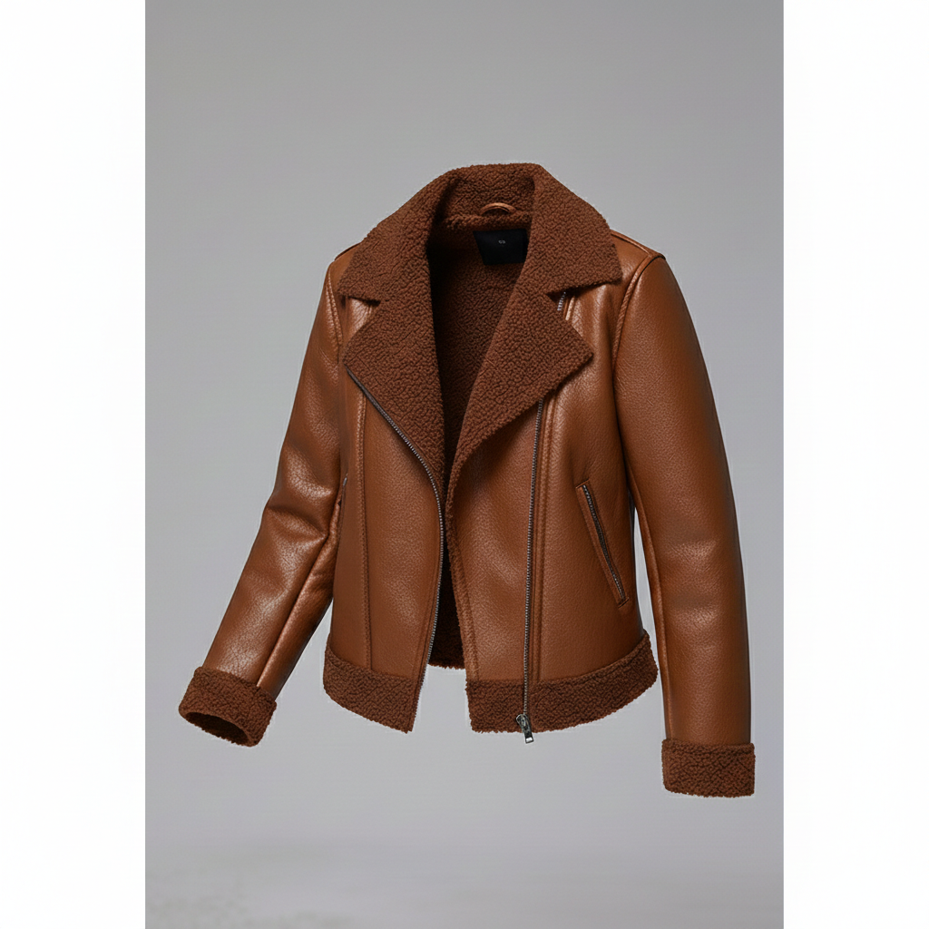 Damen Lederjacke Schwarz gefüttert