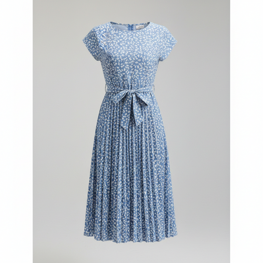 Damen Midi-Kleid mit Taillengürtel