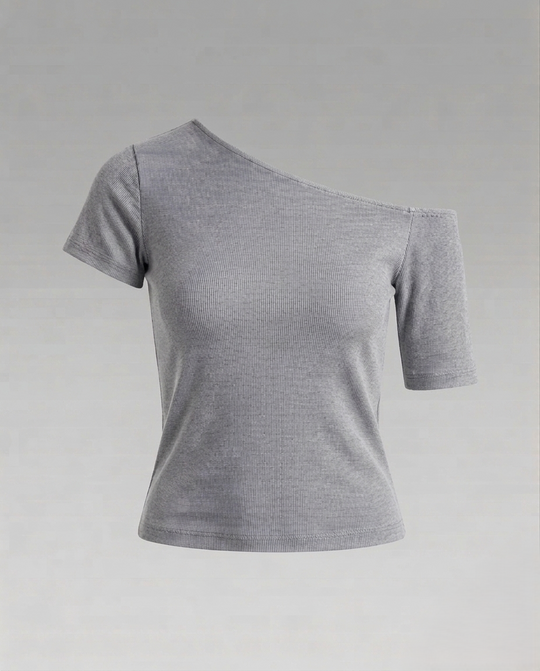 Damen Schulterfreies Jersey-Top Asymmetrisch