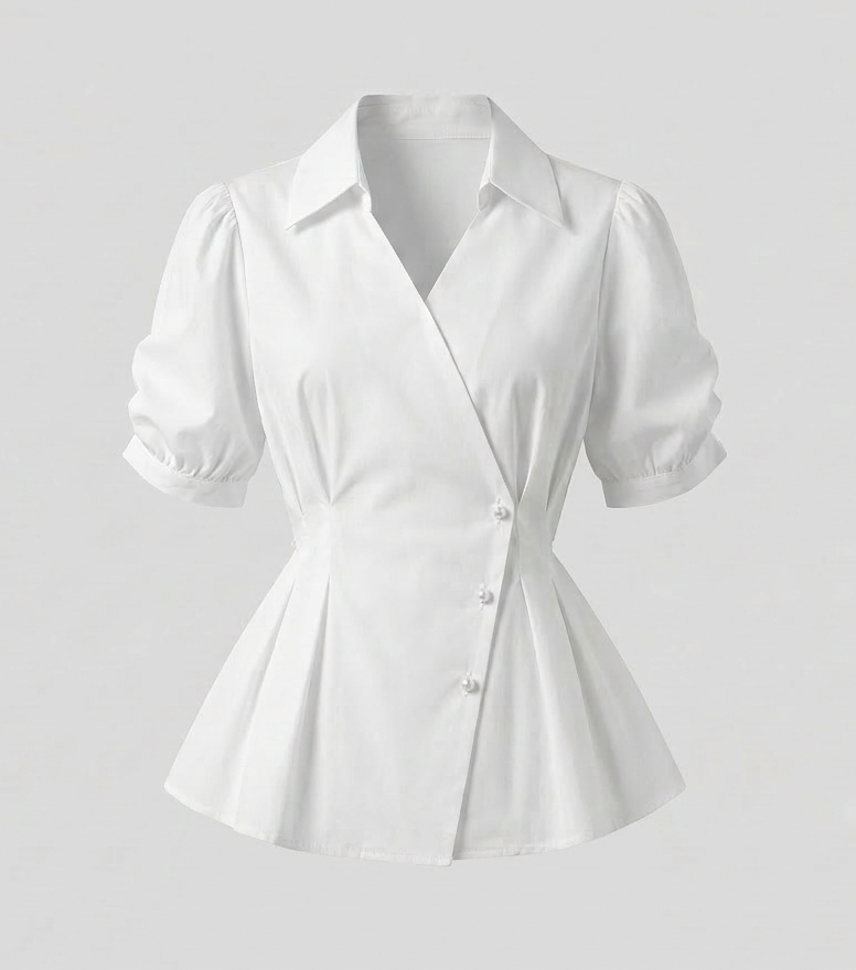 Damen Taillierte Bluse Puffärmel