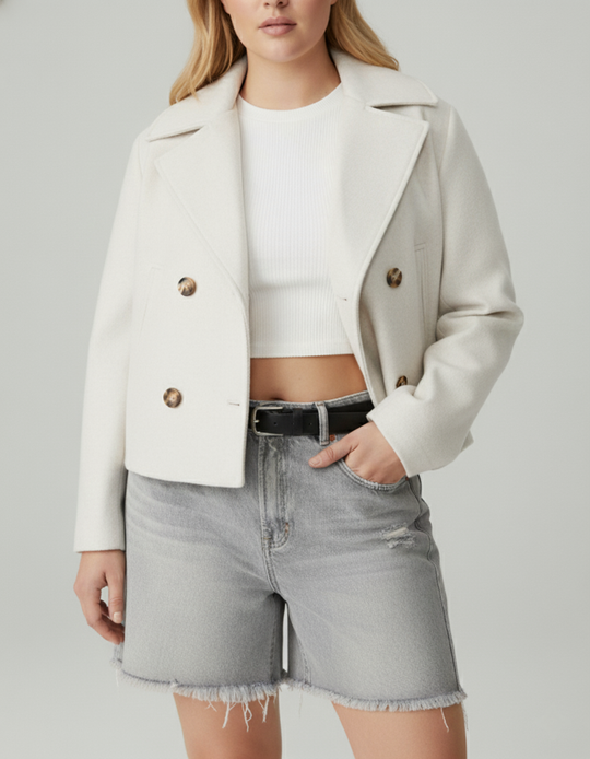 R&B | Kurzer Woll-Look Peacoat für Damen – Große Größen