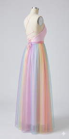 Regenbogen Spaghetti-Träger Damen Kleid | Mehrfarbig
