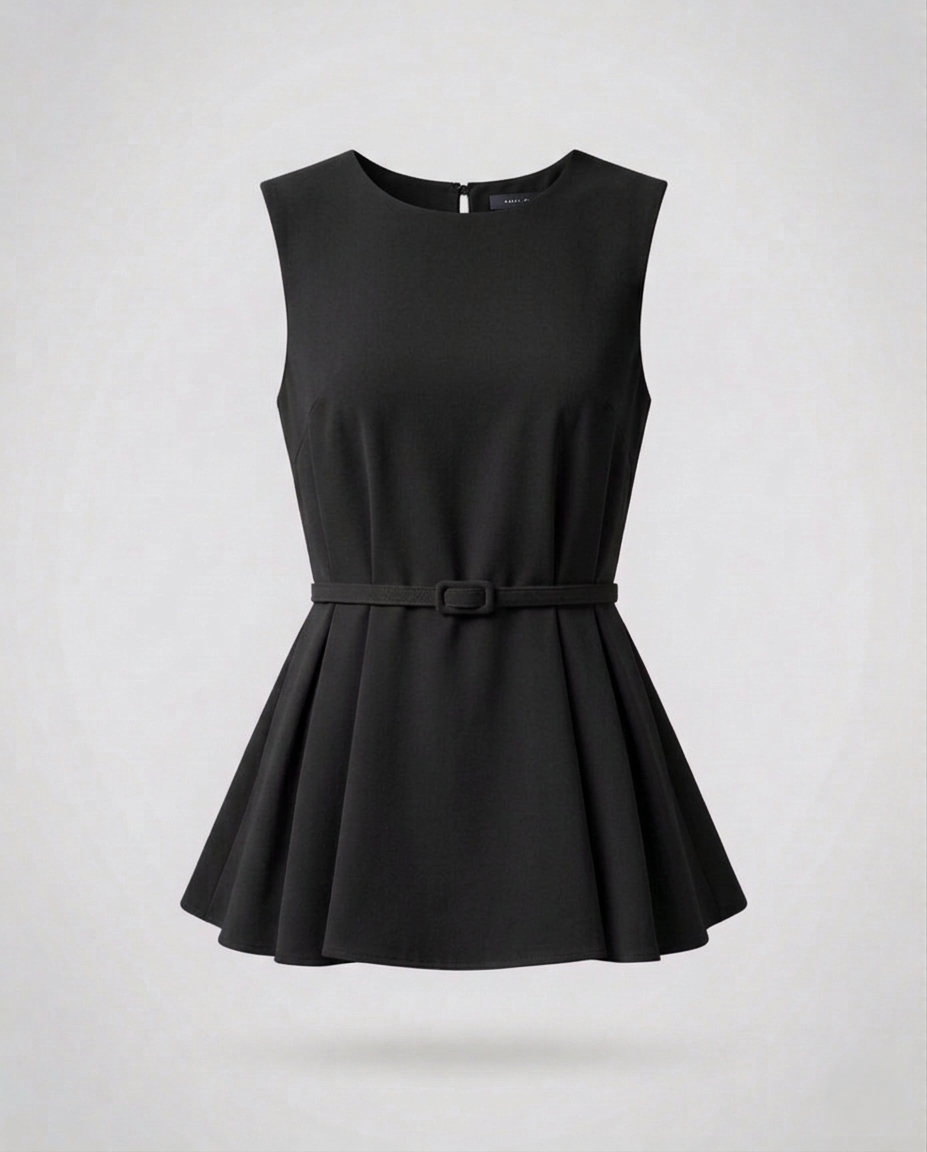 Damen Schößchen Top mit Ziergürtel