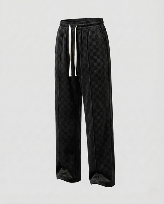 Herren Jacquardhose Karo Kordelzug