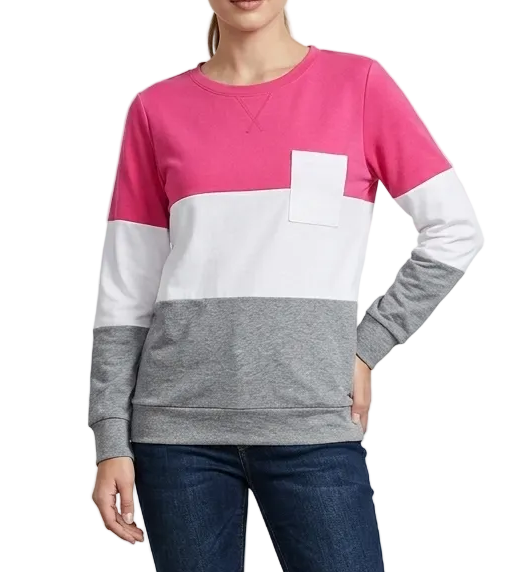 Damen Lässiges Sweatshirt mit Farbblock-Design und Brusttasche R&B