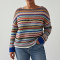 Damen Mehrfarbiger Gemusterter Strickpullover | Große Größen